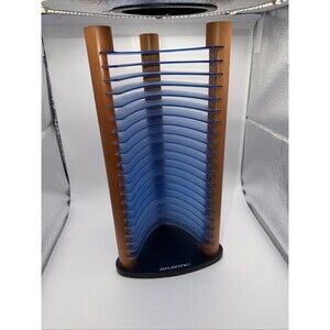 Vintage Atlantic 20 CD Tower Rack Organizer Wood Black Blue